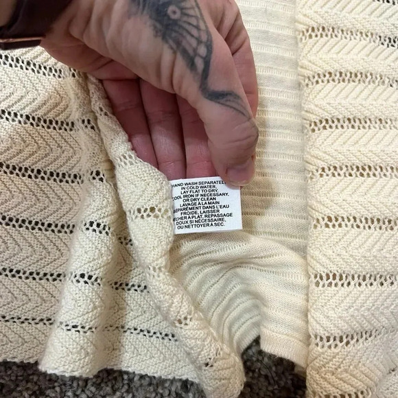 Anthropologie Guinevere Womens Open Cardigan Cashmere Organic Autumn Cream Sz M - Picture 5 of 12